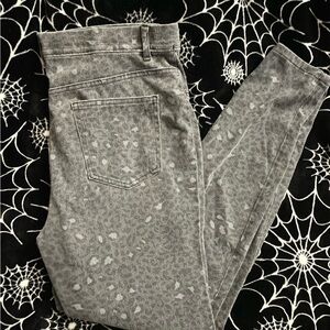 Gray Leopard Print Jeans